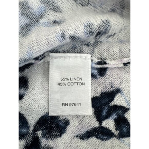 J. Jill Women's M Linen blend Pullover Sweater LS White Navy Multi - Picture 7 of 10